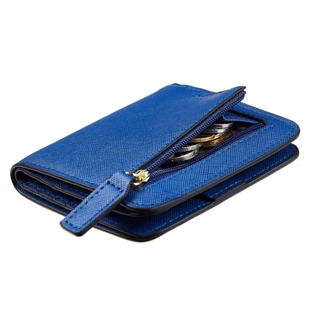 Bright Blue Leather Compact Wallet